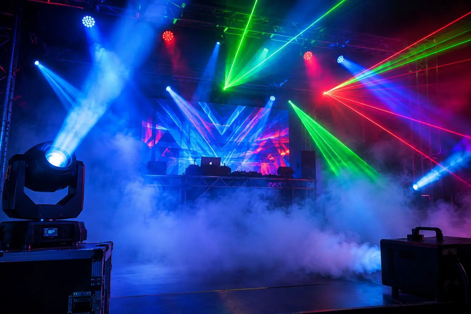 moving head, laser or fog machine