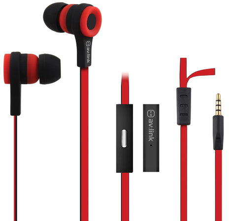 AV:Link Rubber Earphones w/Mic Red & Black AV:Link