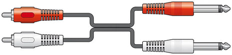 AV:Link 2 x RCA plugs to 2 x 6.3mm mono plugs lead 1.2m AV:Link