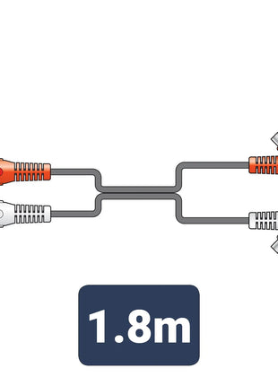 AV:Link 2 x RCA plugs to 2 x stackable RCA plugs 1.8m AV:Link