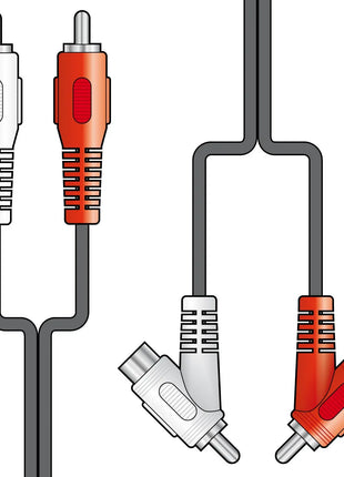 AV:Link 2 x RCA plugs to 2 x stackable RCA plugs 1.8m AV:Link
