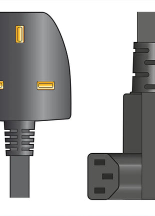 Mains Power Leads UK - Right Angle IEC 10A Power Lead UK Plug - Right Mercury