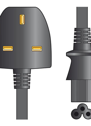Mercury Mains Power Lead UK Plug - Clover Leaf Black 1.0m Mercury