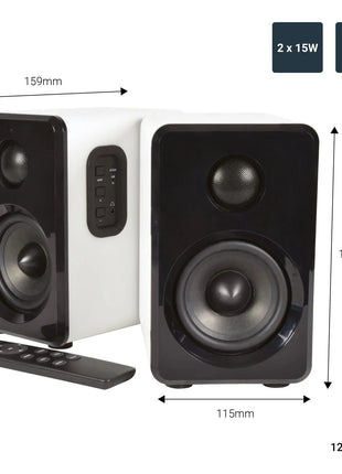 AV:Link Active Bluetooth Bookshelf Speakers White AV:Link