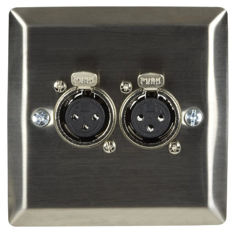 AV:Link Steel Wallplate with Twin XLR Sockets AV:Link
