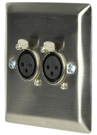 AV:Link Steel Wallplate with Twin XLR Sockets AV:Link