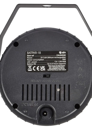 QTX Rechargeable Mini LED PAR Light Black QTX