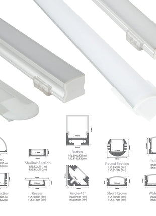 LYYT Aluminium LED Tape Profile 90 Deg Arc 1m LYYT