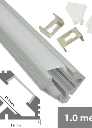 LYYT Aluminium LED Tape Profile 45° Angle 1m Translucent LYYT