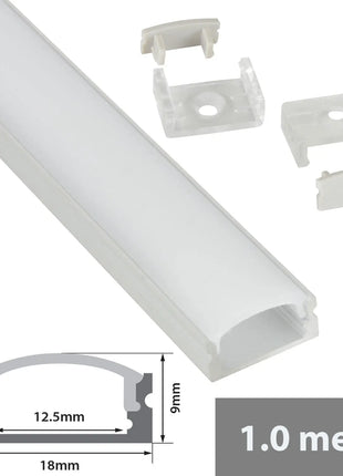 LYYT Aluminium LED Tape Profile Short Crown 1m Frosted LYYT