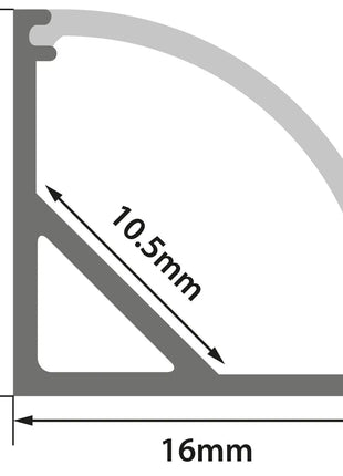 LYYT Aluminium LED Tape Profile 90 Deg Arc 2m LYYT