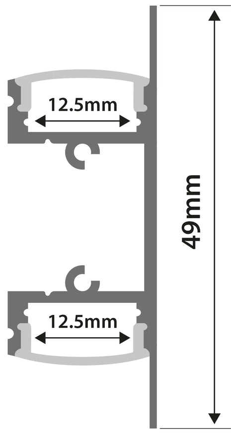 LYYT Aluminium LED Tape Profile 2-Way Bar 1m LYYT