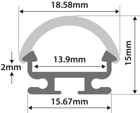 LYYT Aluminium LED Tape Profile D Section 2m LYYT