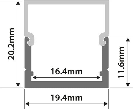 LYYT Aluminium LED Tape Profile Box Section 2m LYYT