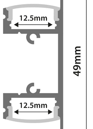 LYYT Aluminium LED Tape Profile 2-Way Bar 2m LYYT
