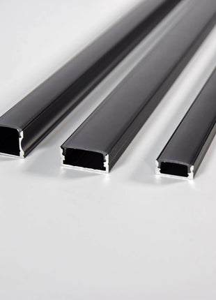 LYYT Aluminium LED Tape Profile Short Crown 1m Black LYYT