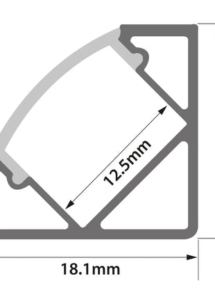 LYYT Aluminium LED Tape Profile 45° Angle 1m Clear LYYT