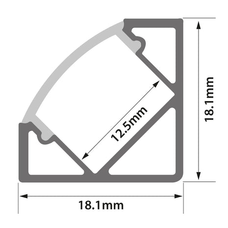 LYYT Aluminium LED Tape Profile 45° Angle 1m Clear LYYT