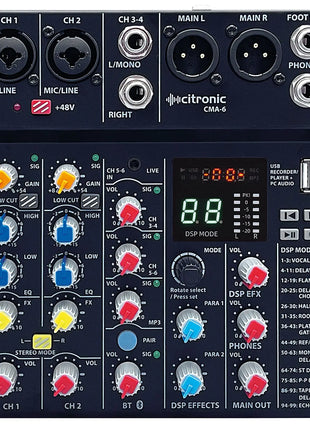 Citronic CMA-6 Compact Mixer with DSP FX and BT/USB Citronic