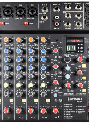 Citronic CMB-10 Mixing Console with DSP + USB/PC/BT Player Citronic