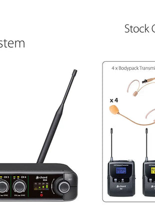 Chord XU4 Quad Bodypack UHF Microphone System Chord
