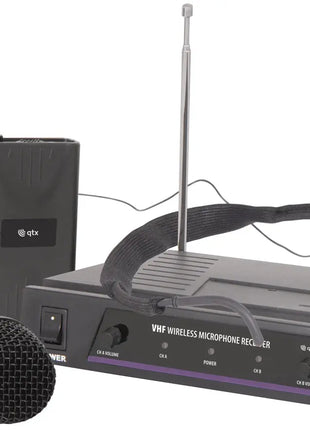 QTX VHF handheld + neckband wireless system 173.8 + 174.8MHz QTX