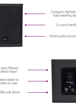 CASA Passive Sub Cabinets CASA-10B Passive Sub 300Wrms Citronic