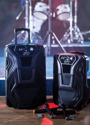 QTX Busker-12 PA + 2 x VHF mics + USB/SD/FM/BT QTX