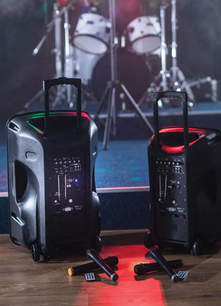 QTX Busker-12 PA + 2 x VHF mics + USB/SD/FM/BT QTX