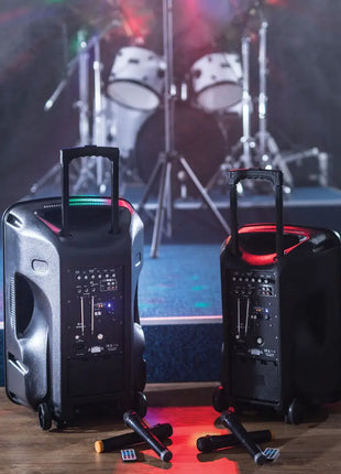 QTX Busker-12 PA + 2 x VHF mics + USB/SD/FM/BT QTX