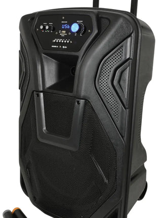 QTX Busker-15 PA + 2 x VHF mics + USB/SD/FM/BT QTX