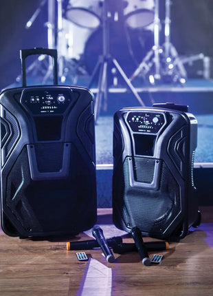 QTX Busker-15 PA + 2 x VHF mics + USB/SD/FM/BT QTX