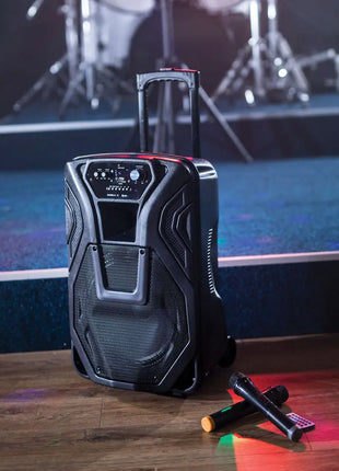 QTX Busker-15 PA + 2 x VHF mics + USB/SD/FM/BT QTX