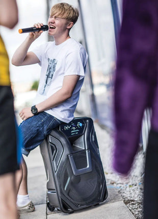 Busker PA with VHF Mics  Media Player Busker-15 PA + 2 x VHF mics + U QTX