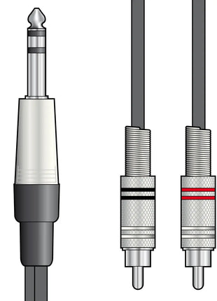 Citronic Classic Audio Lead 6.3mm TRS Jack - 2 RCA Plugs 1.5m Citronic