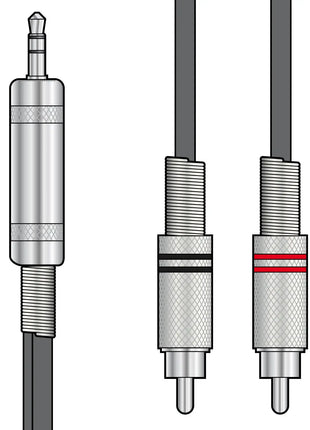 Citronic Classic Audio Lead 3.5mm TRS Jack Plug - 2 RCA Plugs 3.0m Citronic