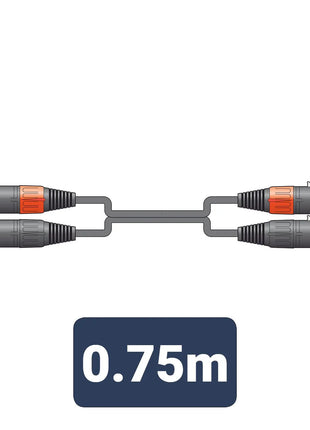 Citronic Classic Audio Lead 2 XLR Female - 2 XLR Male 0.75m Citronic