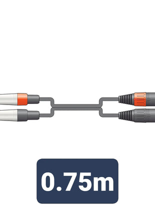 Citronic Classic Audio Lead 2 Mono Jack - 2 XLR Male 0.75m Citronic