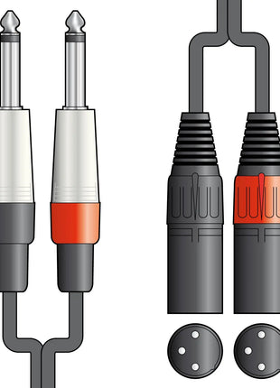 Citronic Classic Audio Lead 2 Mono Jack - 2 XLR Male 0.75m Citronic