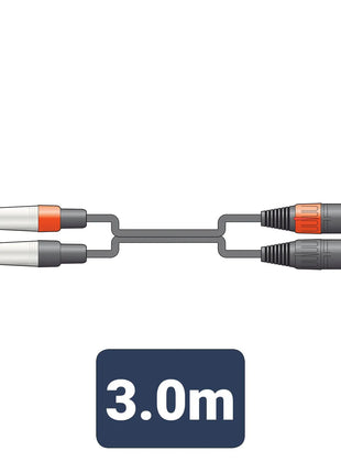 Citronic Classic Audio Lead 2 Mono Jack - 2 XLR Male 3.0m Citronic