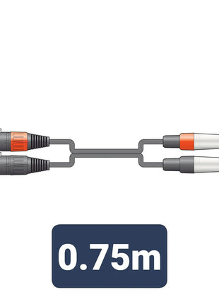 Citronic Classic Audio Lead 2 XLR Female - 2 Mono Jack 0.75m Citronic