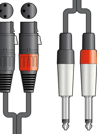 Citronic Classic Audio Lead 2 XLR Female - 2 Mono Jack 0.75m Citronic