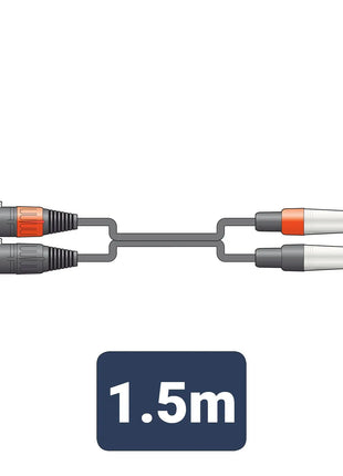 Citronic Classic Audio Lead 2 XLR Female - 2 Mono Jack 1.5m Citronic