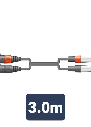 Citronic Classic Audio Lead 2 XLR Female - 2 Mono Jack 3.0m Citronic