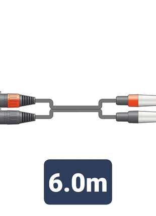 Citronic Classic Audio Lead 2 XLR Female - 2 Mono Jack 6.0m Citronic