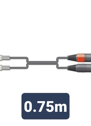 Citronic Classic Audio Lead 2 RCA Plugs - 2 XLR Male 0.75m Citronic