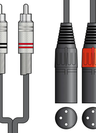 Citronic Classic Audio Lead 2 RCA Plugs - 2 XLR Male 3.0m Citronic