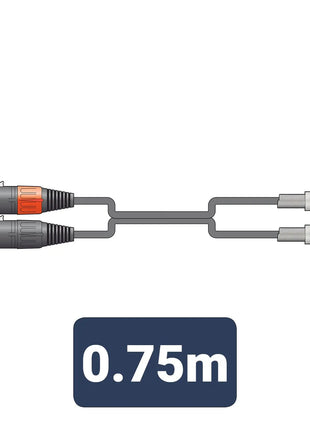 Citronic Classic Audio Lead 2 XLR Female - 2 RCA Plugs 0.75m Citronic