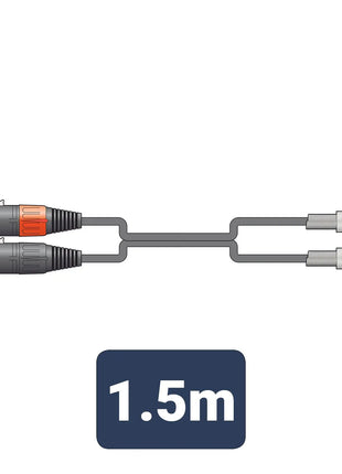 Citronic Classic Audio Lead 2 XLR Female - 2 RCA Plugs 1.5m Citronic