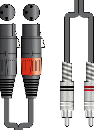Citronic Classic Audio Lead 2 XLR Female - 2 RCA Plugs 3.0m Citronic